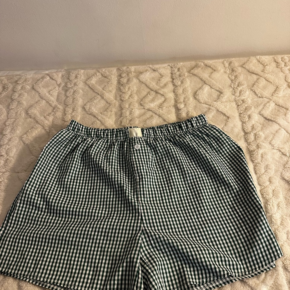 Green Gingham Women's Shorts